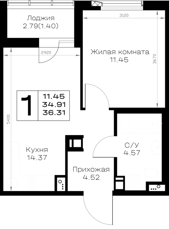 1 ккв 36,3 м²