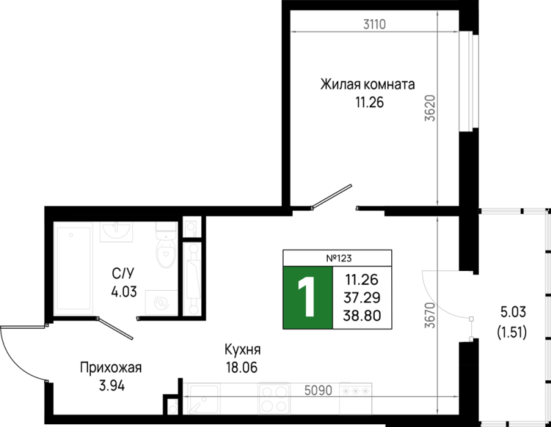 2 ккв (Евро) 38,8 м²