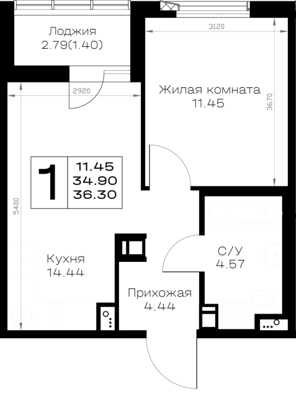 1 ккв 36,3 м²