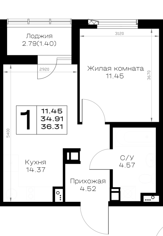 1 ккв 36,3 м²