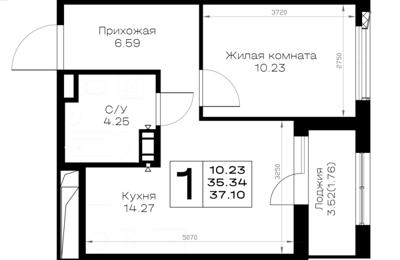 1 ккв 37,1 м²
