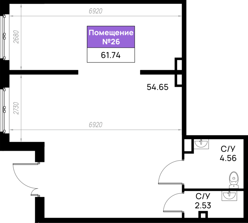 К. пом 61,7 м²