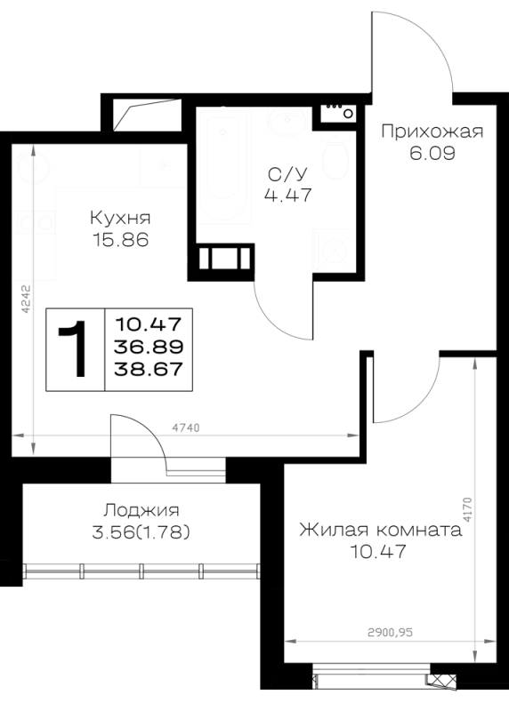 2 ккв (Евро) 38,7 м²