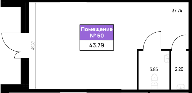 К. пом 43,8 м²