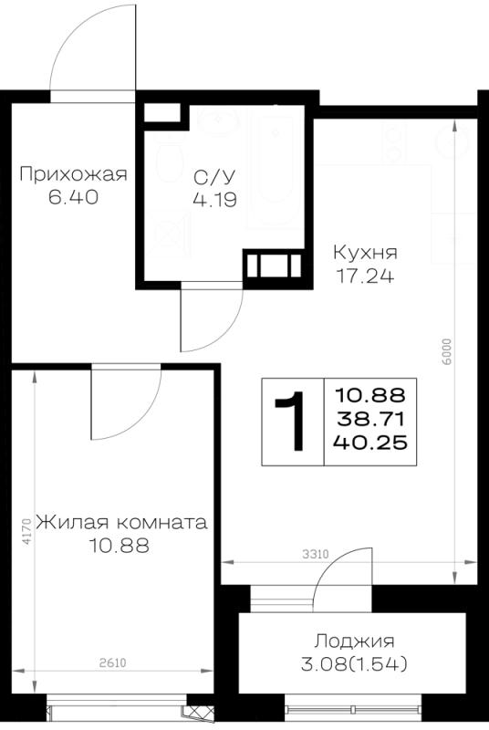 2 ккв (Евро) 40,3 м²