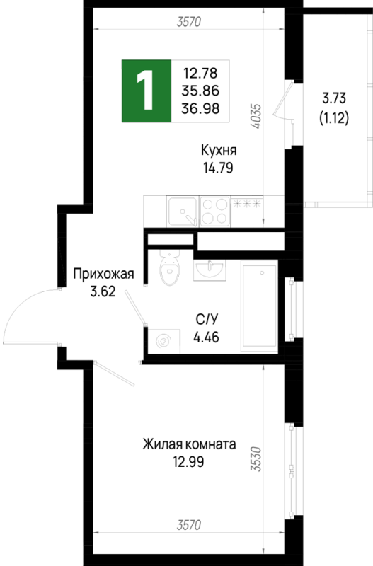 1 ккв 37 м²