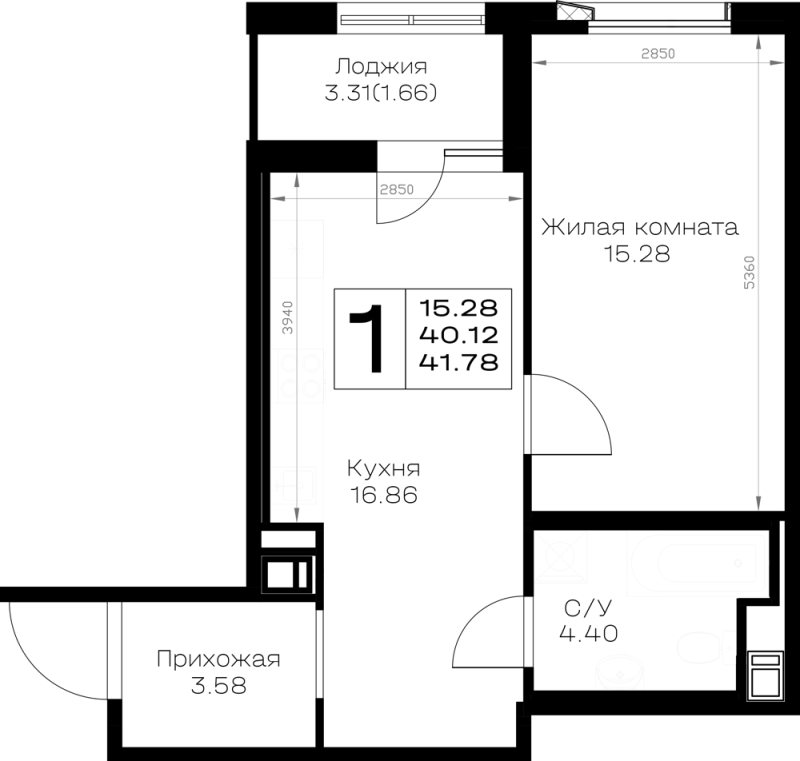 2 ккв (Евро) 41,8 м²
