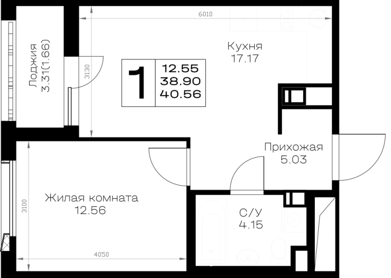 2 ккв (Евро) 40,6 м²
