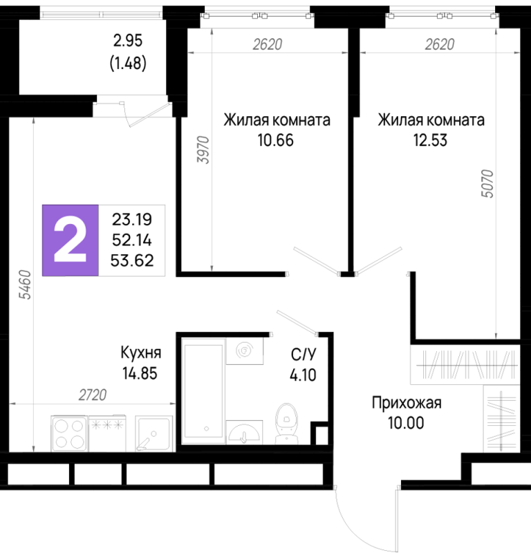2 ккв 53,6 м²
