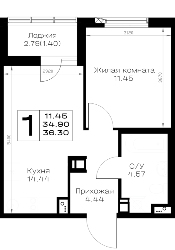 1 ккв 36,3 м²