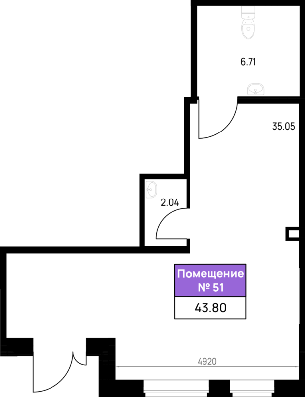 К. пом 43,8 м²