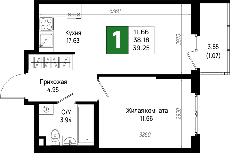 2 ккв (Евро) 39,3 м²