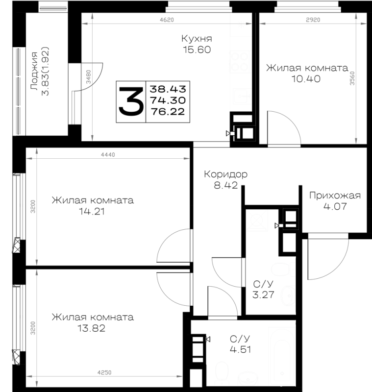 4 ккв (Евро) 76,2 м²