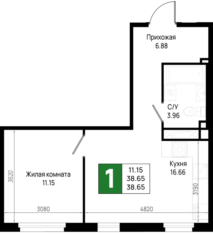 2 ккв (Евро) 38,7 м²