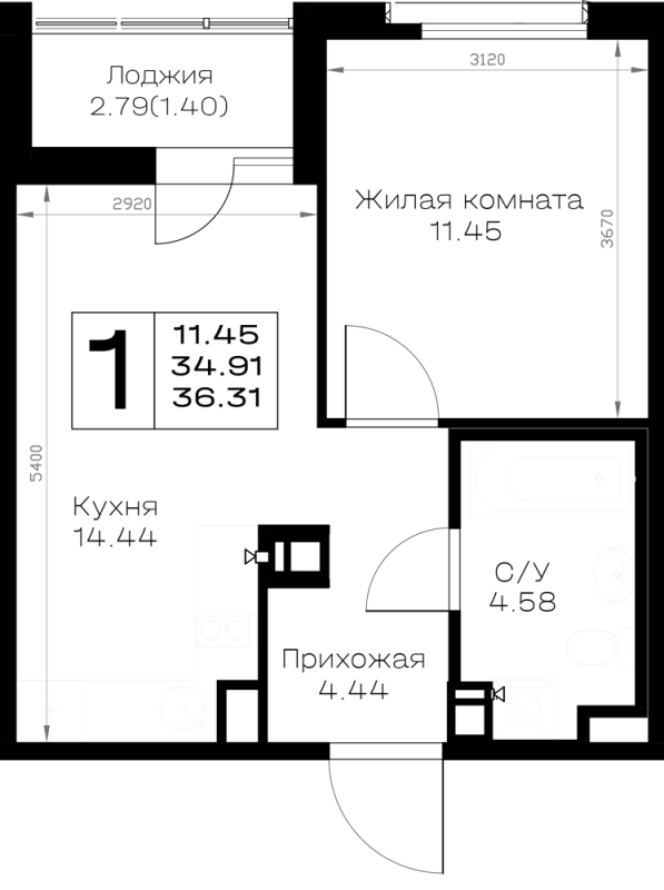 1 ккв 36,3 м²