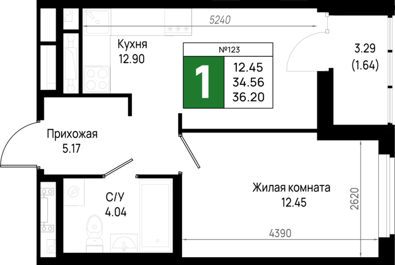 1 ккв 36,2 м²