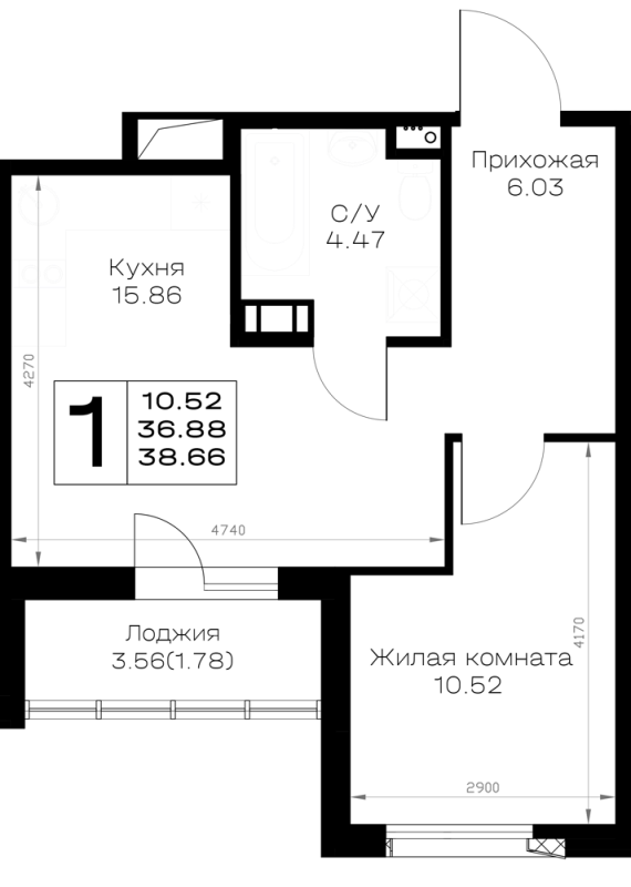 2 ккв (Евро) 38,7 м²