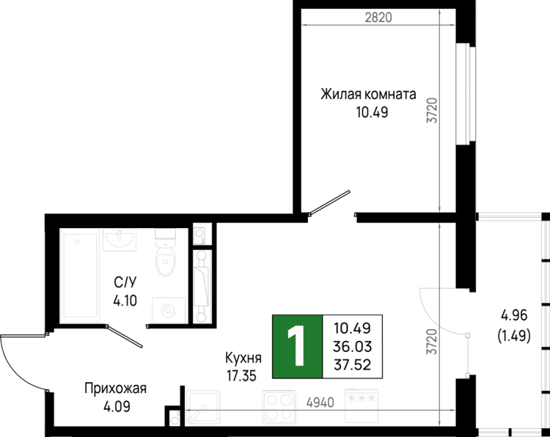 2 ккв (Евро) 37,5 м²