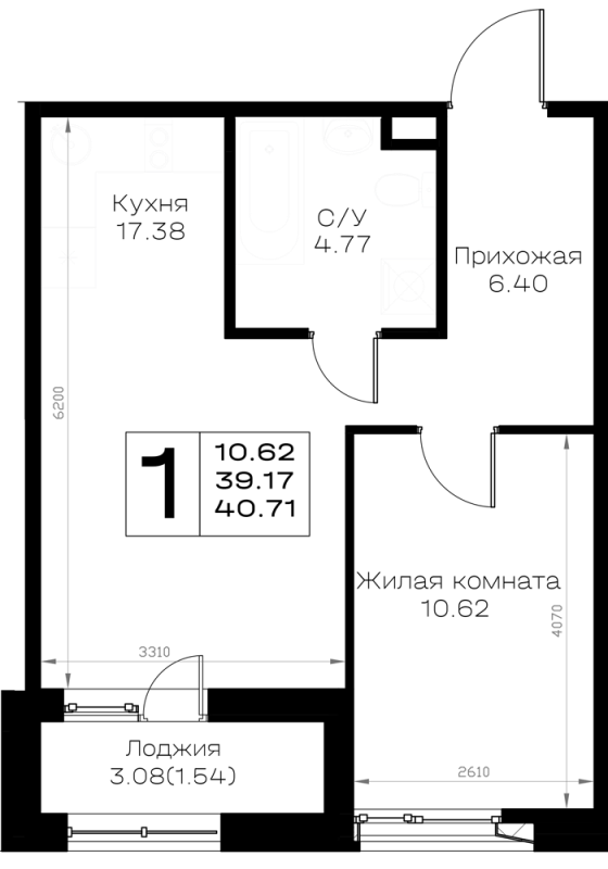 2 ккв (Евро) 40,7 м²