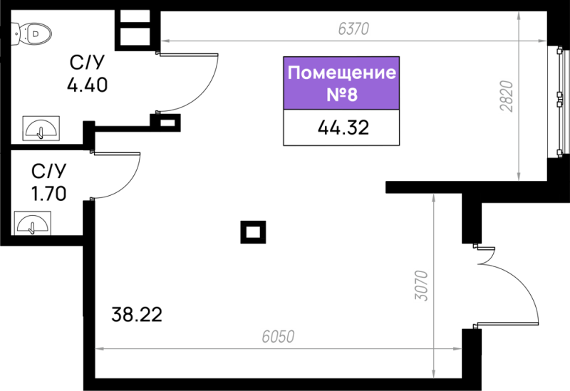 К. пом 44,3 м²