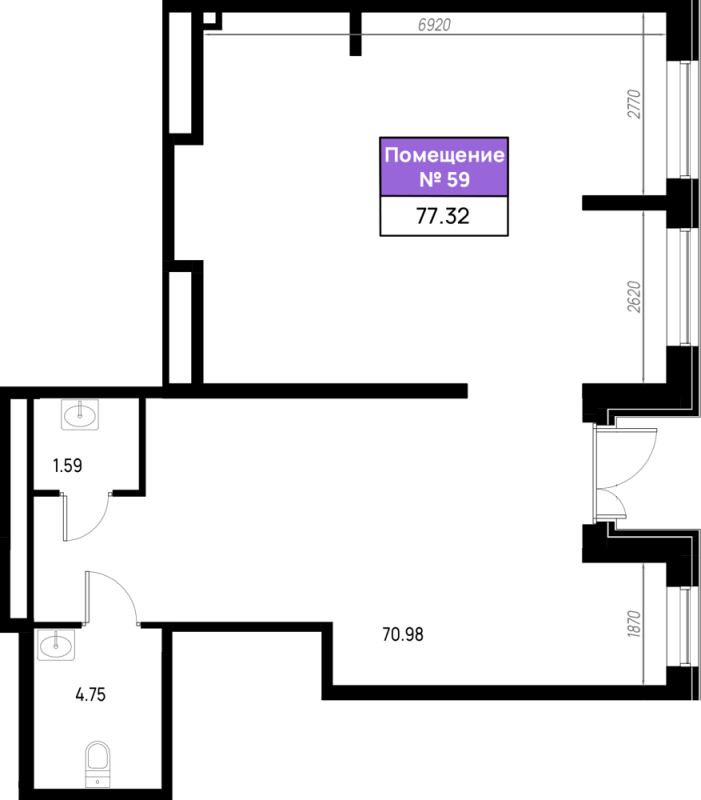 К. пом 77,3 м²