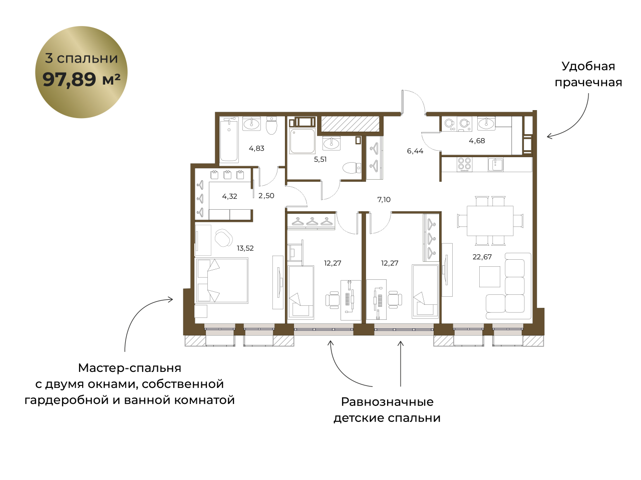 4 ккв (Евро) 97,9 м²