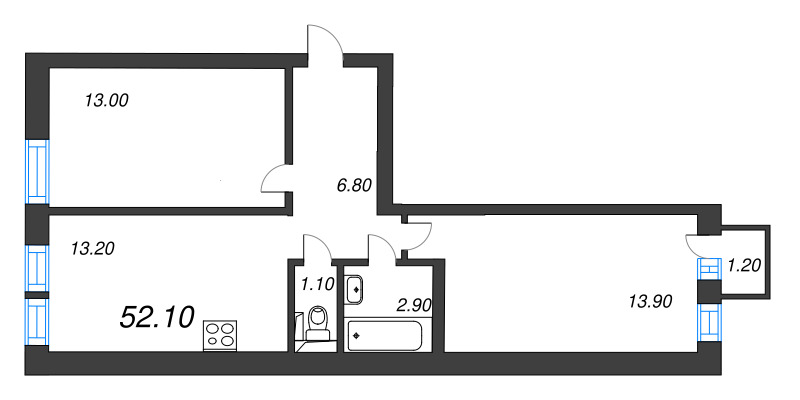 2 ккв 51,3 м²