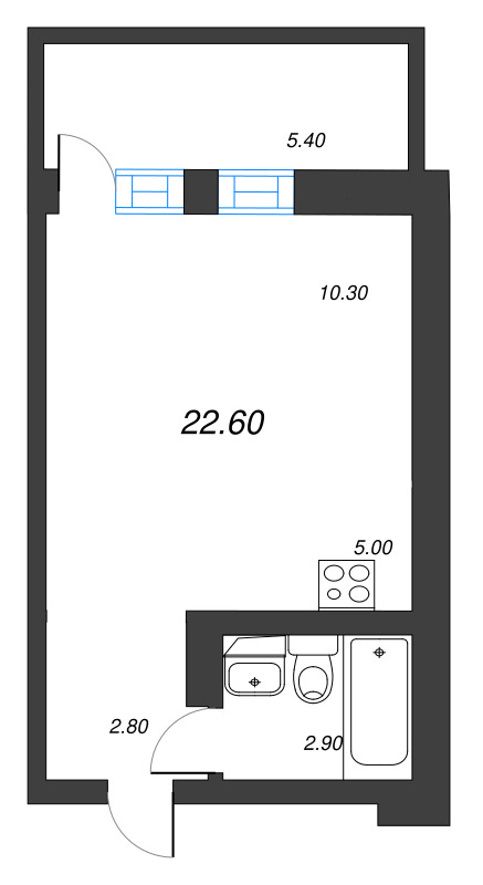Студия 22,6 м²