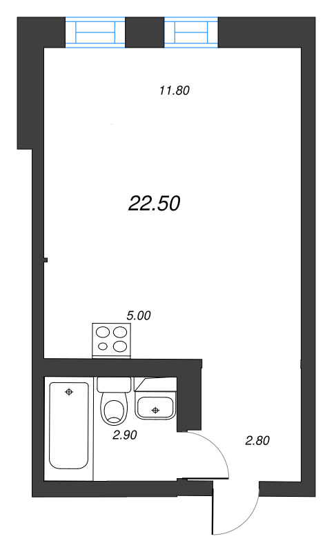 Студия 22,5 м²