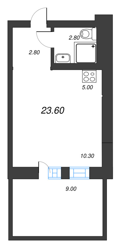 Студия 23,6 м²