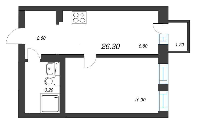 1 ккв 25,5 м²