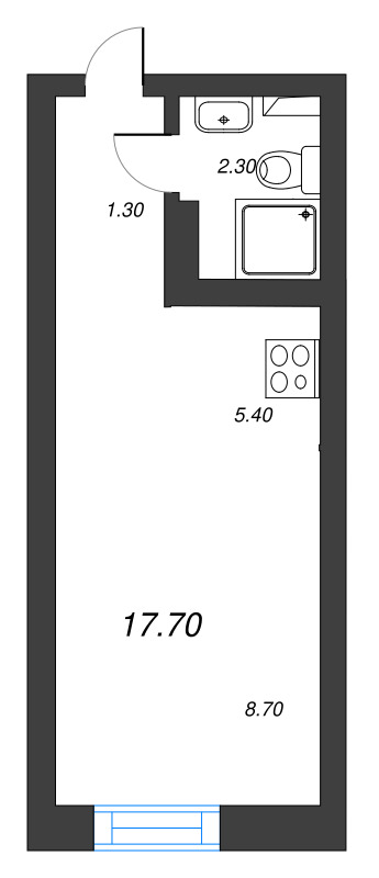 Студия 17,7 м²
