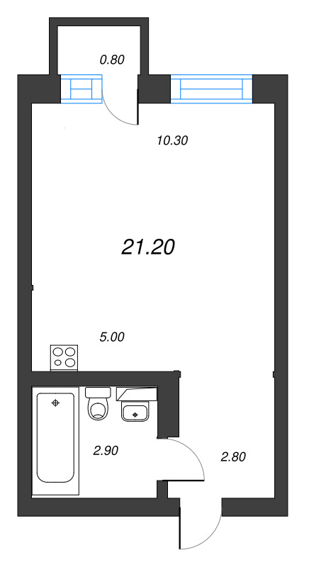 Студия 21,2 м²