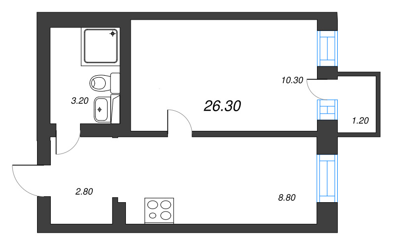 1 ккв 25,5 м²