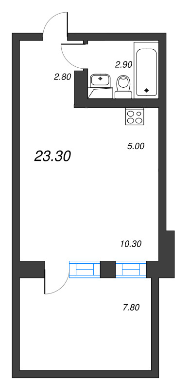 Студия 23,3 м²