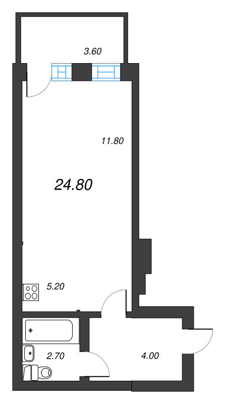 Студия 24,8 м²