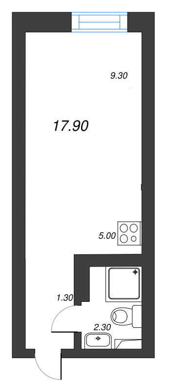 Студия 17,9 м²