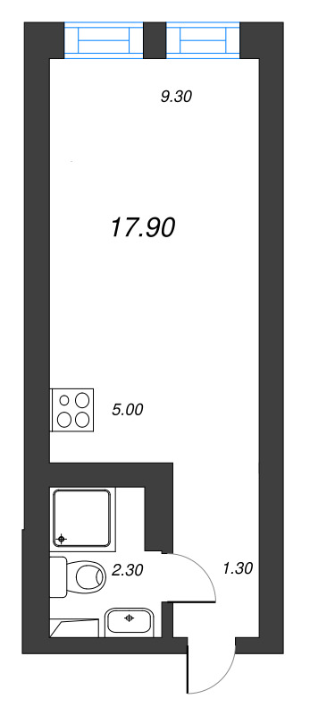 Студия 17,9 м²