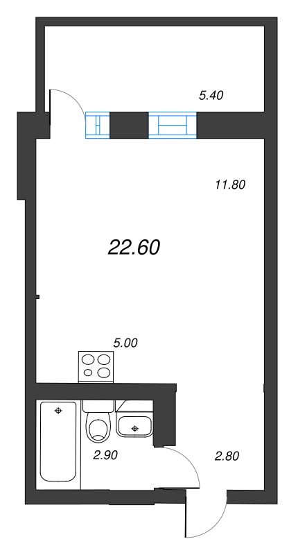 Студия 22,6 м²