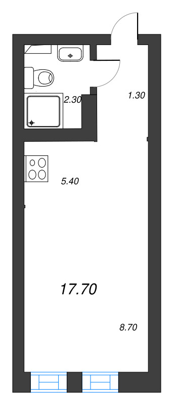 Студия 17,7 м²