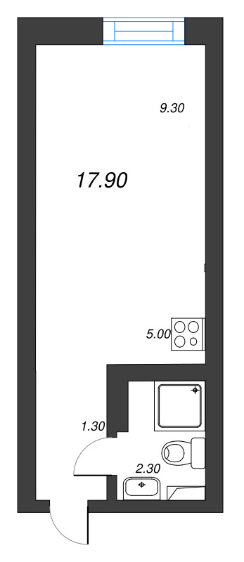 Студия 17,9 м²