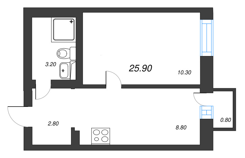 1 ккв 25,3 м²