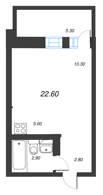 Студия 22,6 м²
