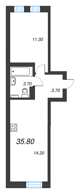2 ккв (Евро) 35,8 м²
