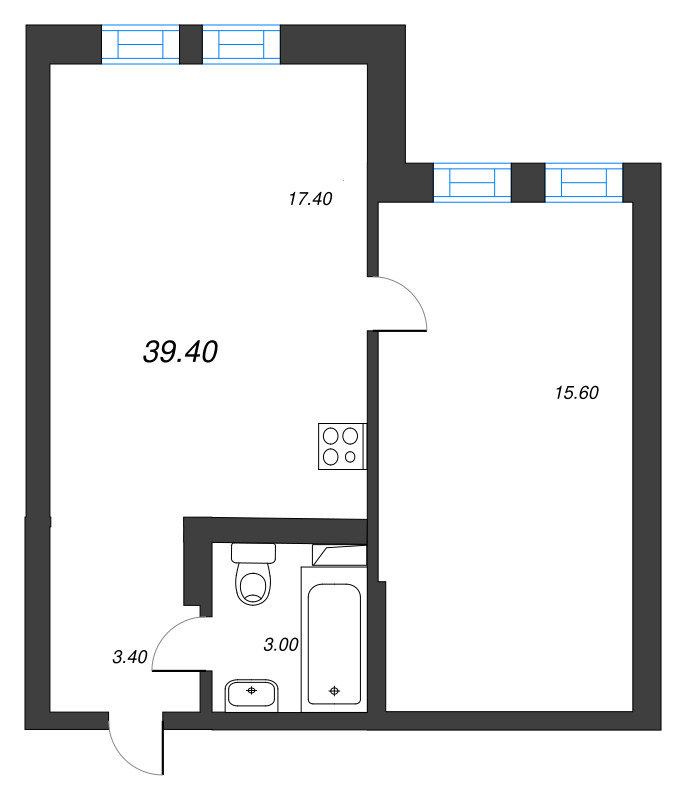 2 ккв (Евро) 39,4 м²