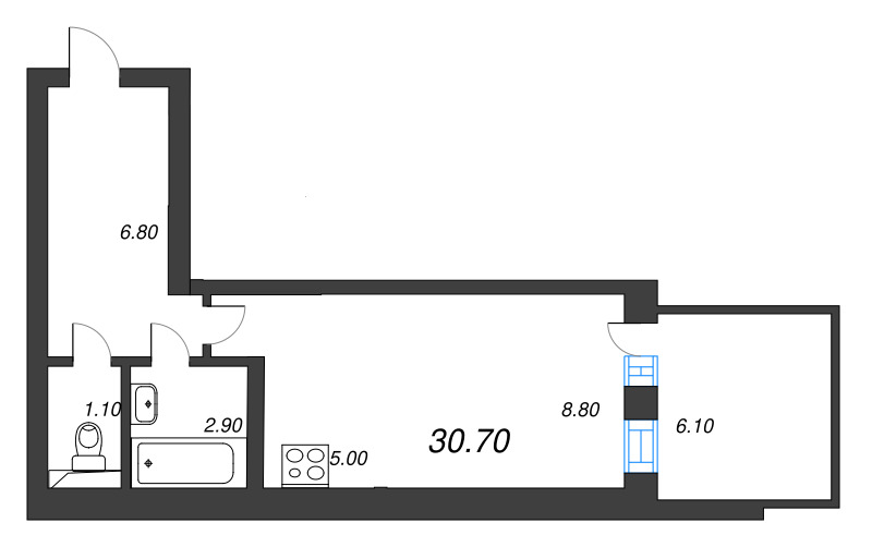 Студия 26,4 м²