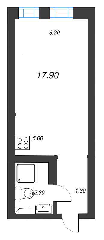 Студия 17,9 м²