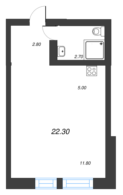 Студия 22,3 м²