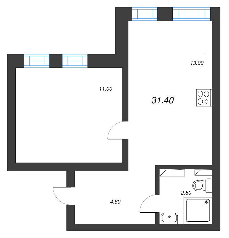 1 ккв 31,4 м²