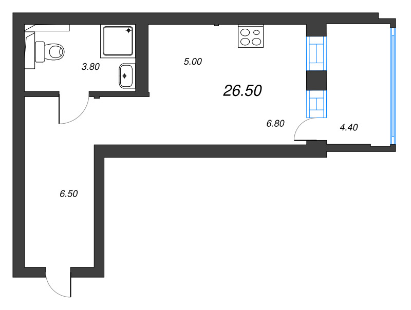Студия 23,4 м²